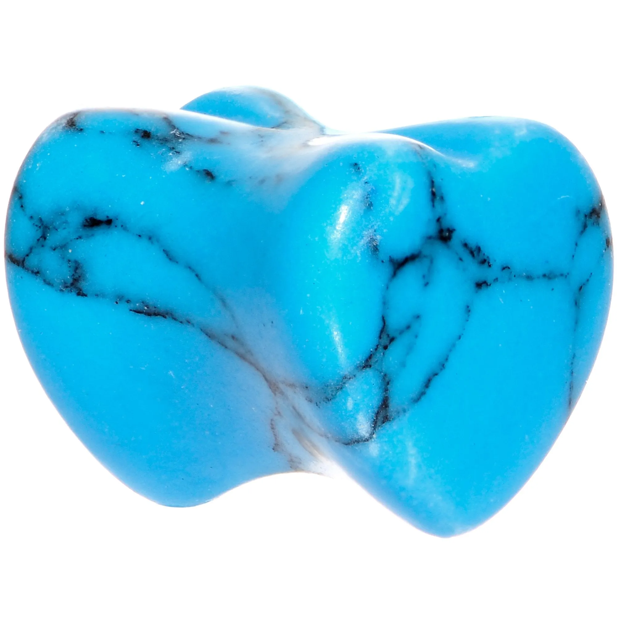 00 Gauge Natural Blue Turquoise Sweet Heart Stone Saddle Plug