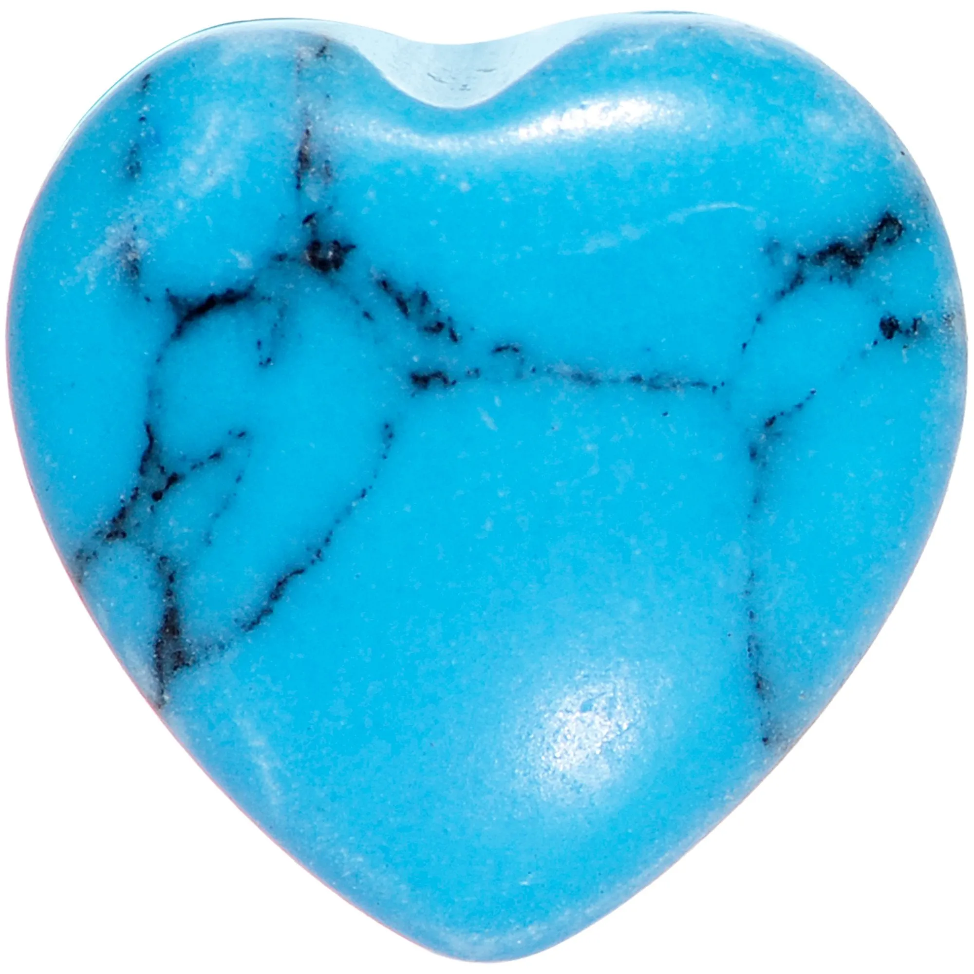 00 Gauge Natural Blue Turquoise Sweet Heart Stone Saddle Plug