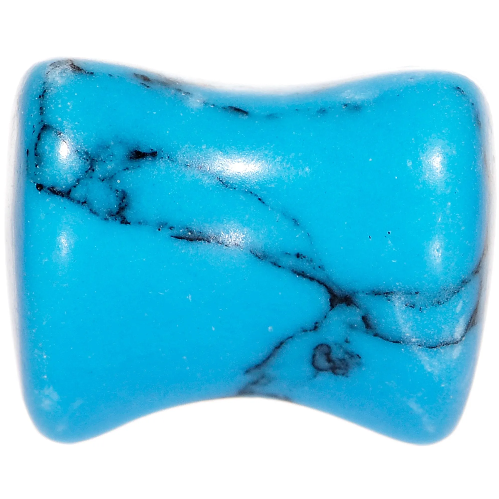 00 Gauge Natural Blue Turquoise Sweet Heart Stone Saddle Plug