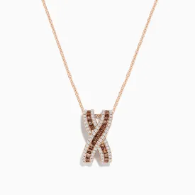 14K Rose Gold Brown and White Diamond Pendant