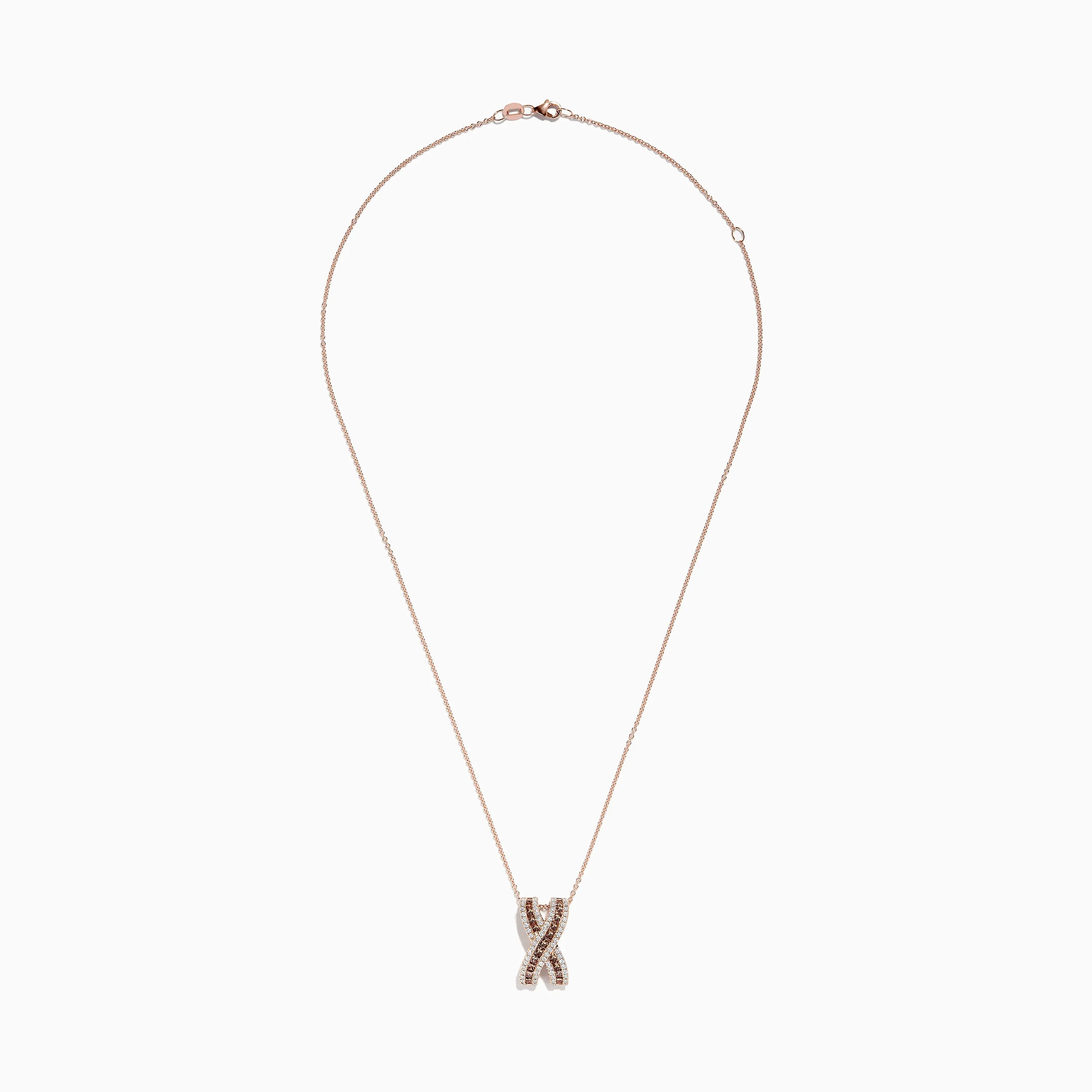 14K Rose Gold Brown and White Diamond Pendant