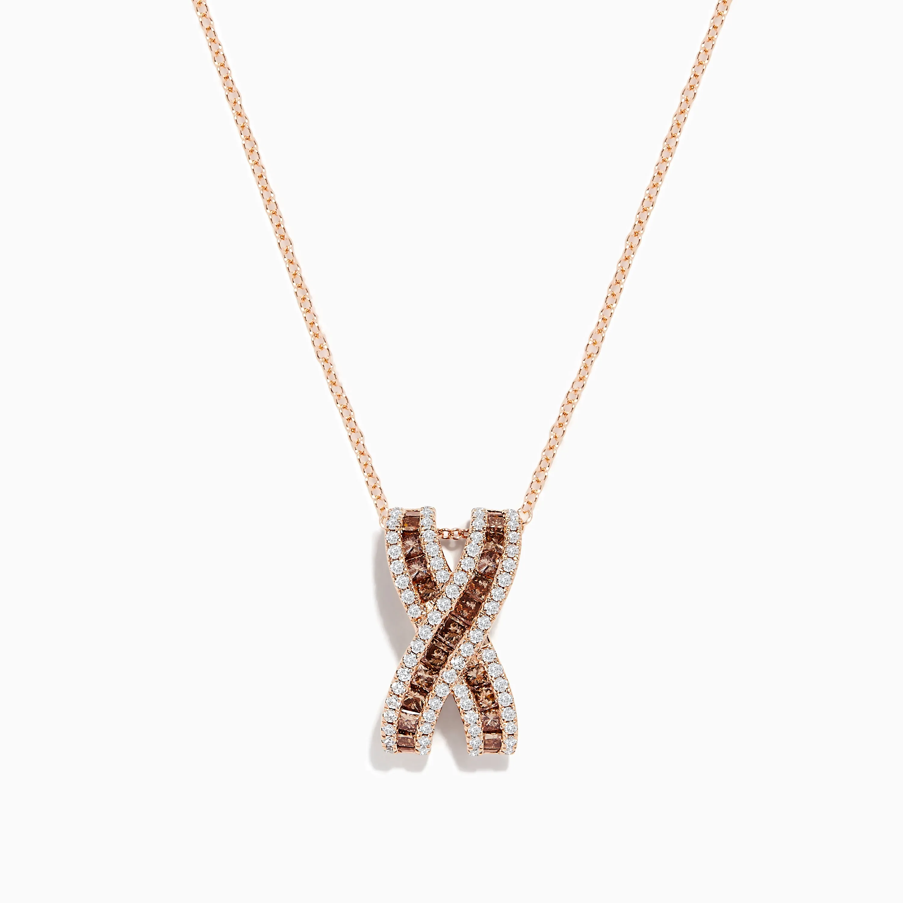 14K Rose Gold Brown and White Diamond Pendant