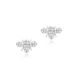 14K WHITE GOLD AND DIAMOND BEE EARRINGS .12CT