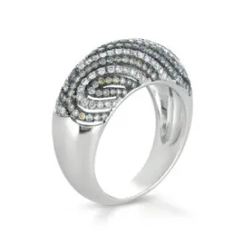 18K White Gold Fashion Ring With White And Brown Diamonds