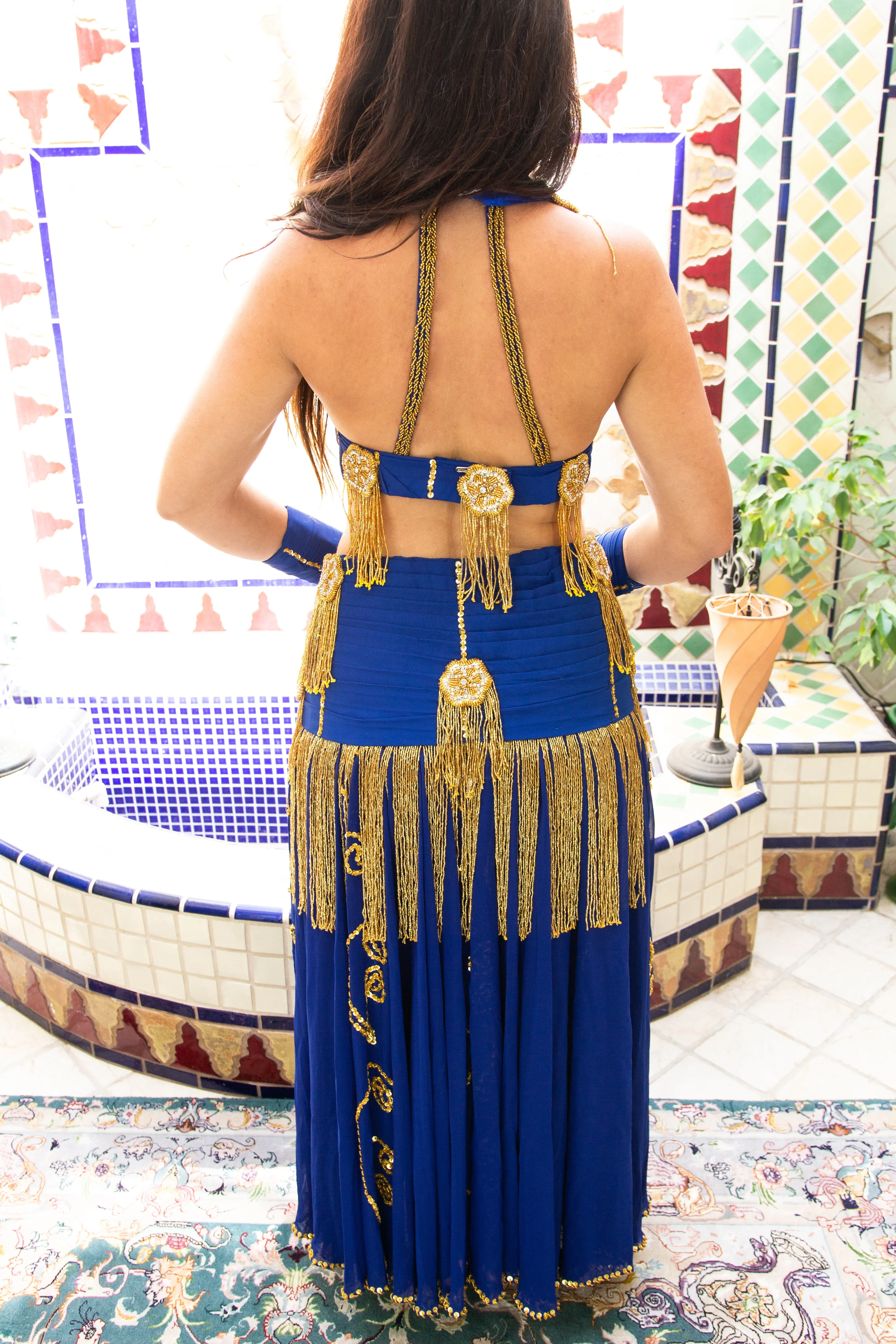 1940s Samia Gamal Style Costume - Royal Blue & Gold