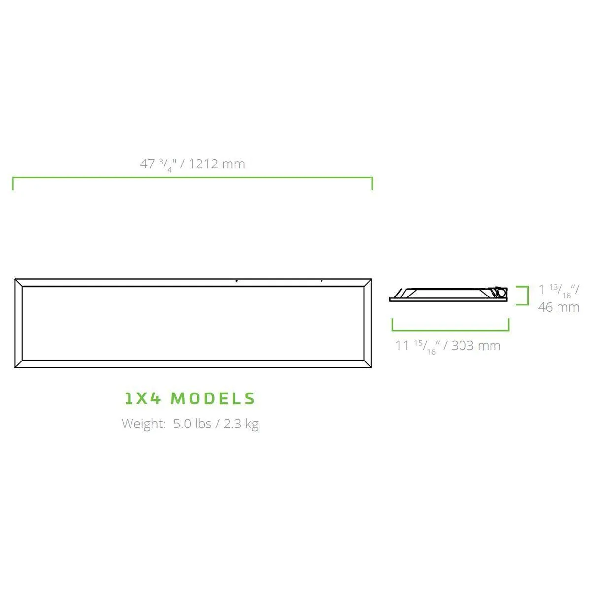 1x4 LED Flat Panel Light, 3750 Lumens, 20/25/30 Watts, 35K/40K/50K, 120/347V