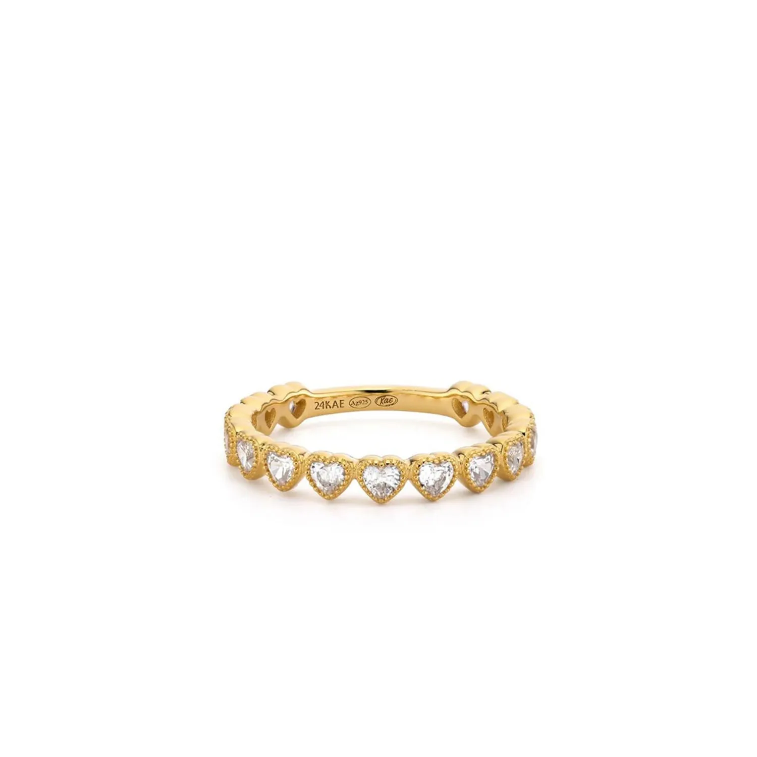 24Kae Stone Heart Ring, Gold