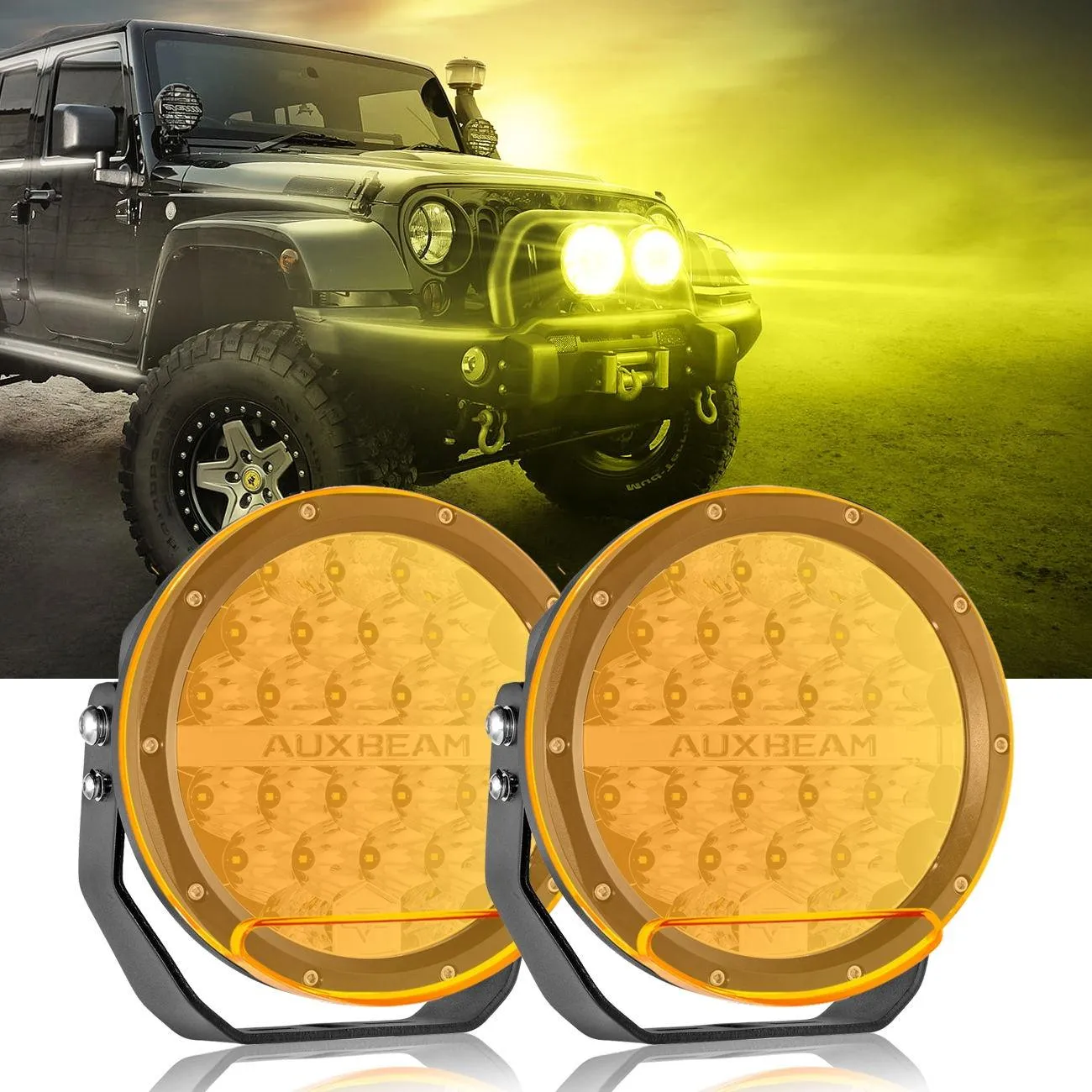 (2pcs/set) 7 Inch 240W Round Offroad LED Driving Lights with DRL Amber/Black Covers(Optional) for SUV ATV UTV Trucks Pickup Boat