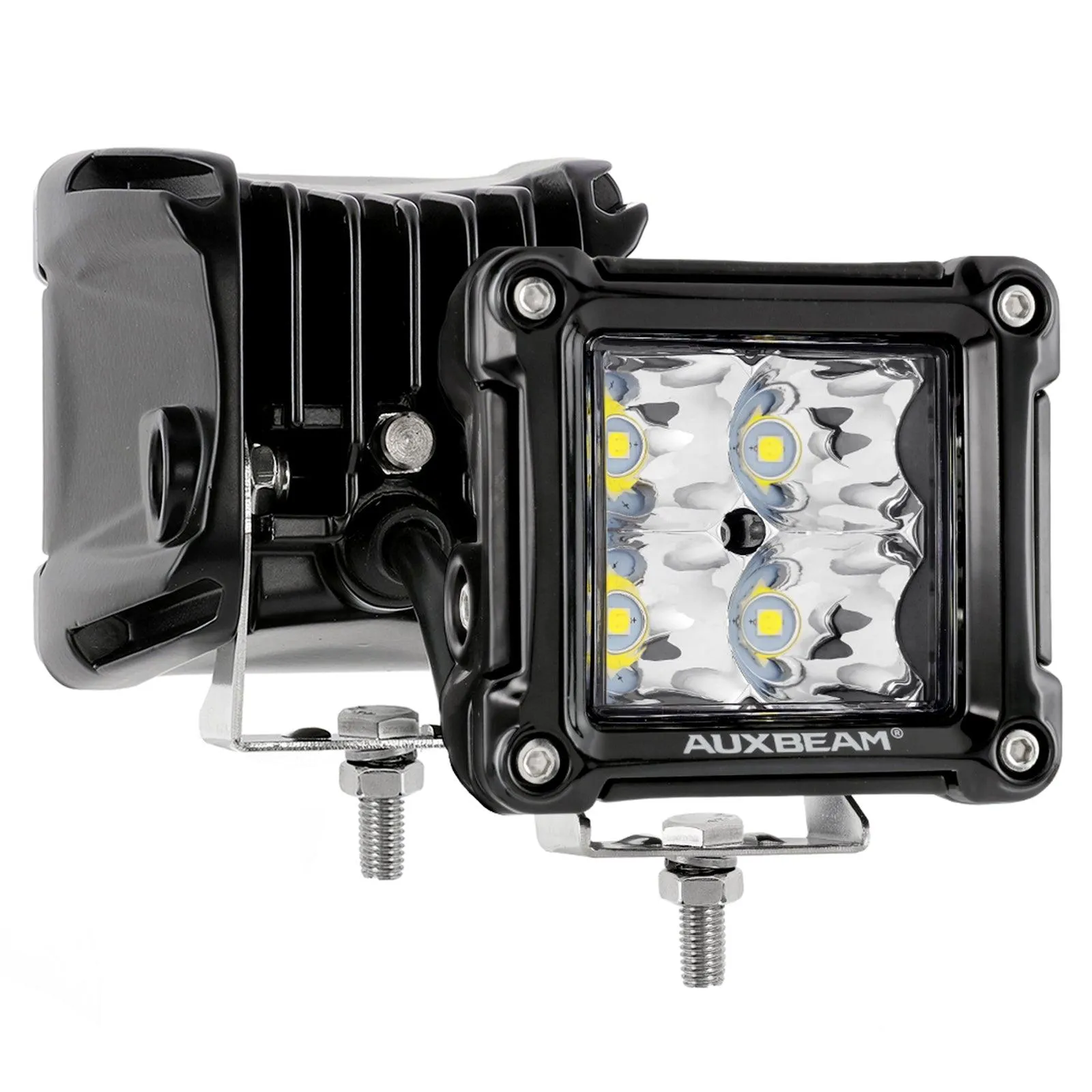 3 Inch 40W Spot/Flood Beam LED Pods Light   Universal LED Working Lights Mounting Brackets