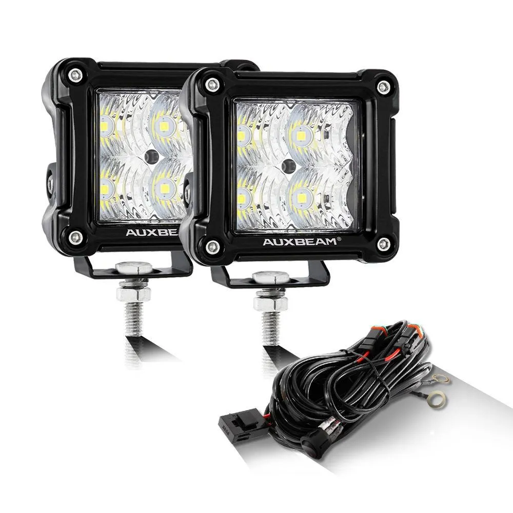 3 Inch 40W Spot/Flood Beam LED Pods Light   Universal LED Working Lights Mounting Brackets