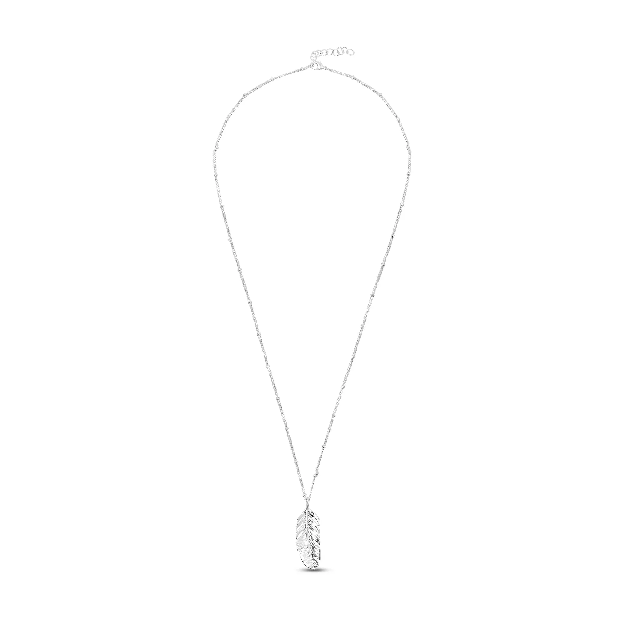 925 Sterling Silver-Plated Long Leaf Necklace