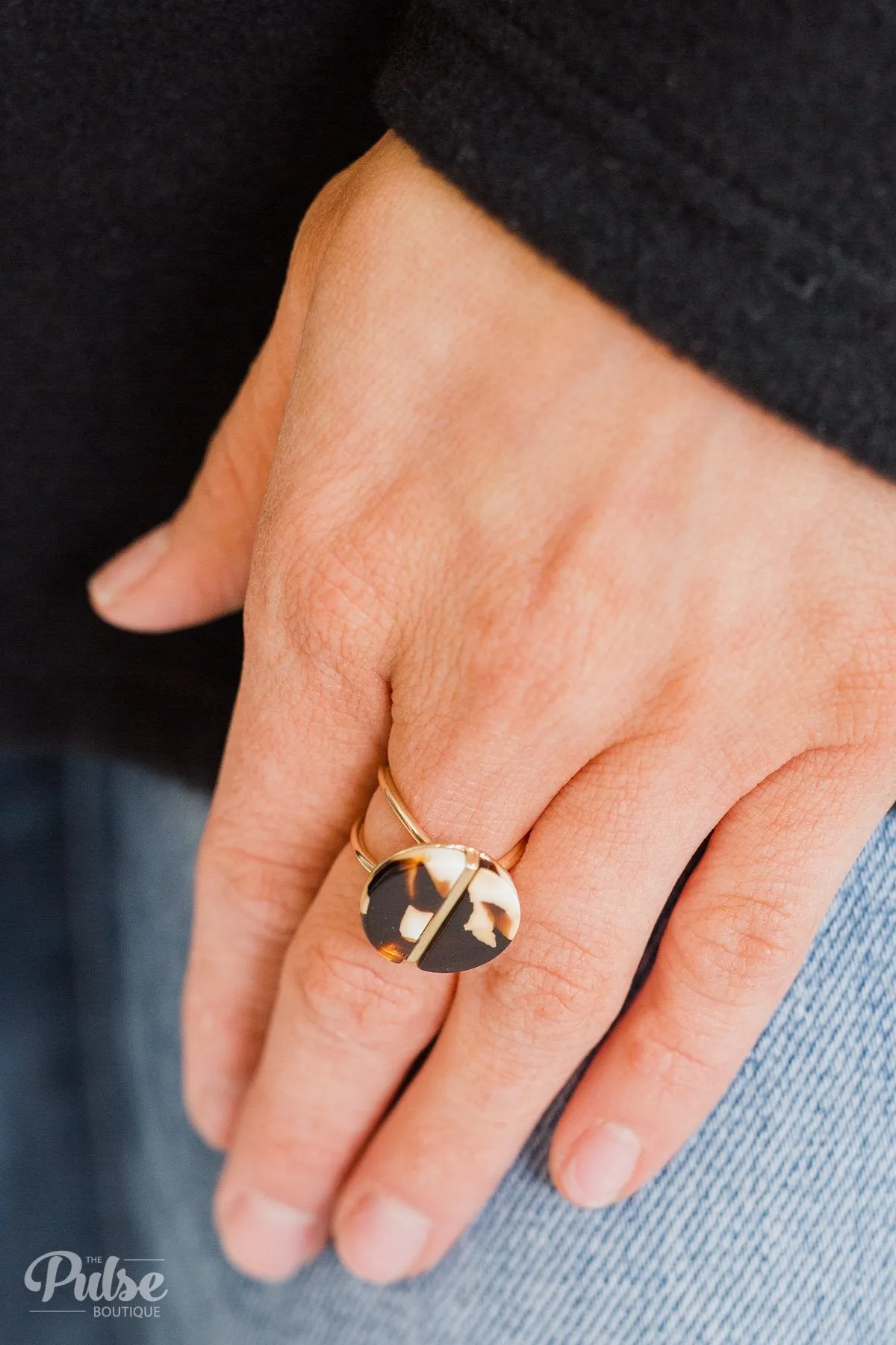 Adjustable Gold Ring- Coffee