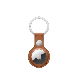 AirTag Leather Key Ring - Saddle Brown