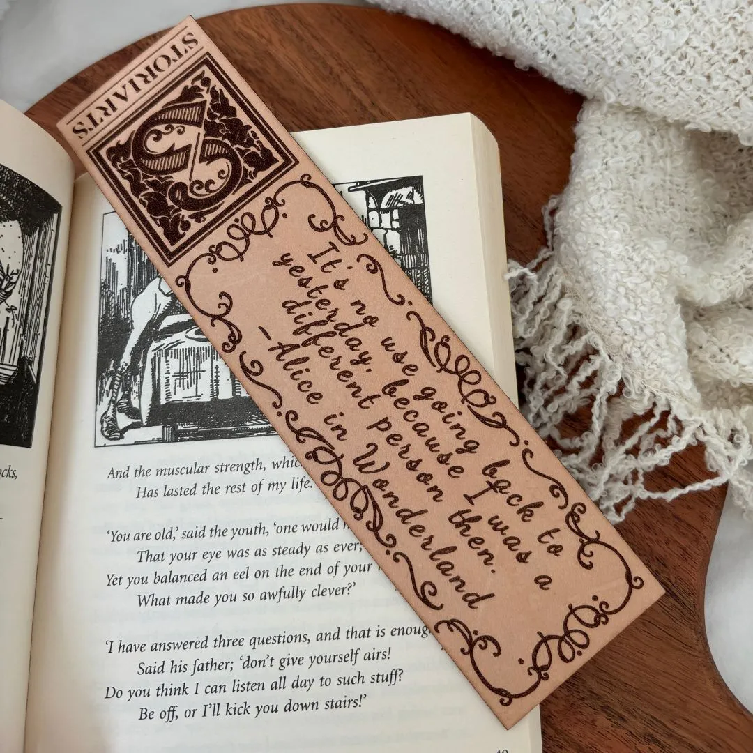 Alice in Wonderland Leather Quote Bookmark