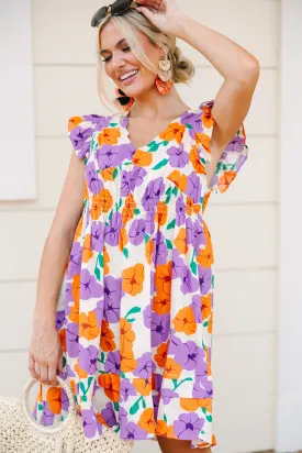 All For You Orange Floral Midi Dress