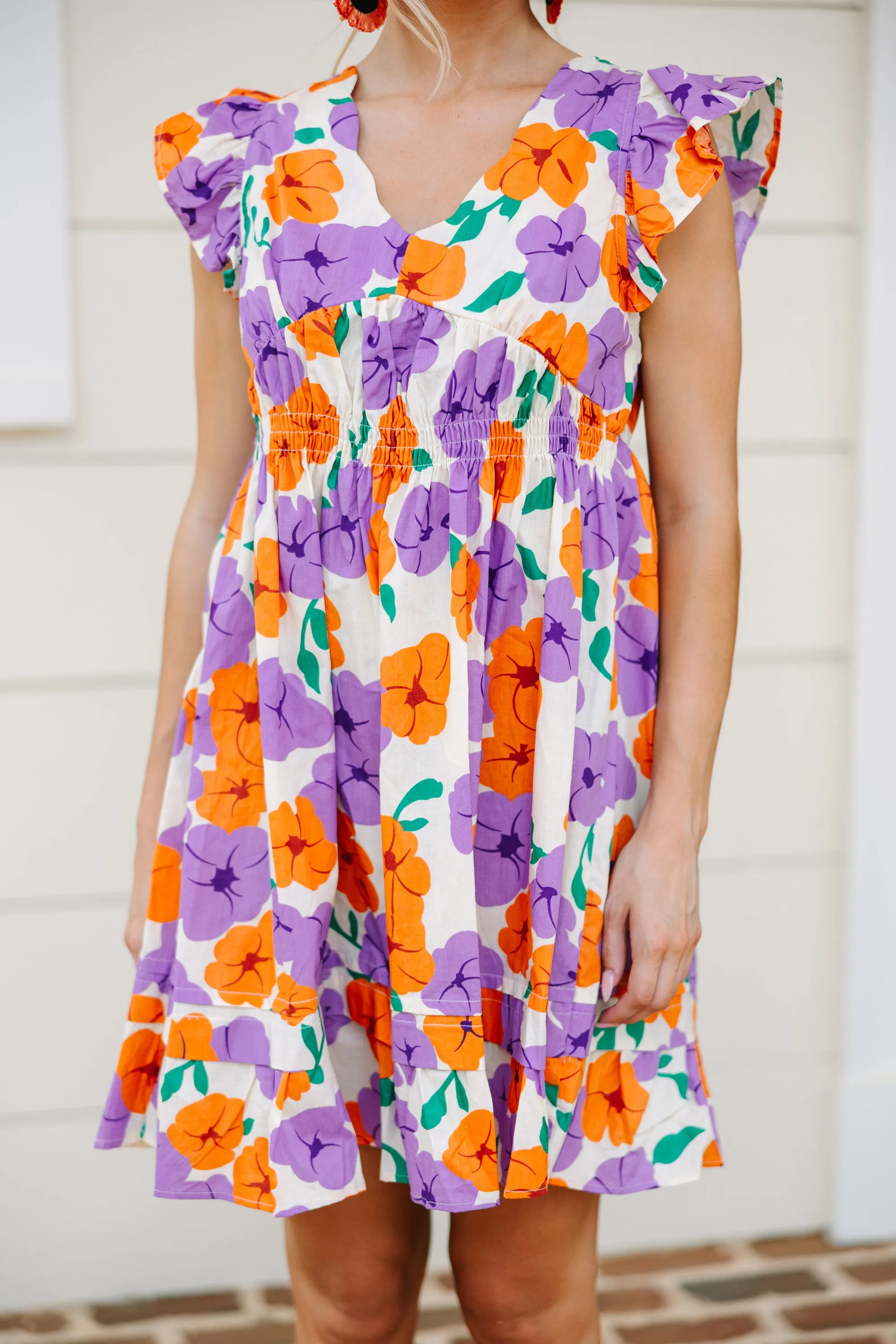 All For You Orange Floral Midi Dress