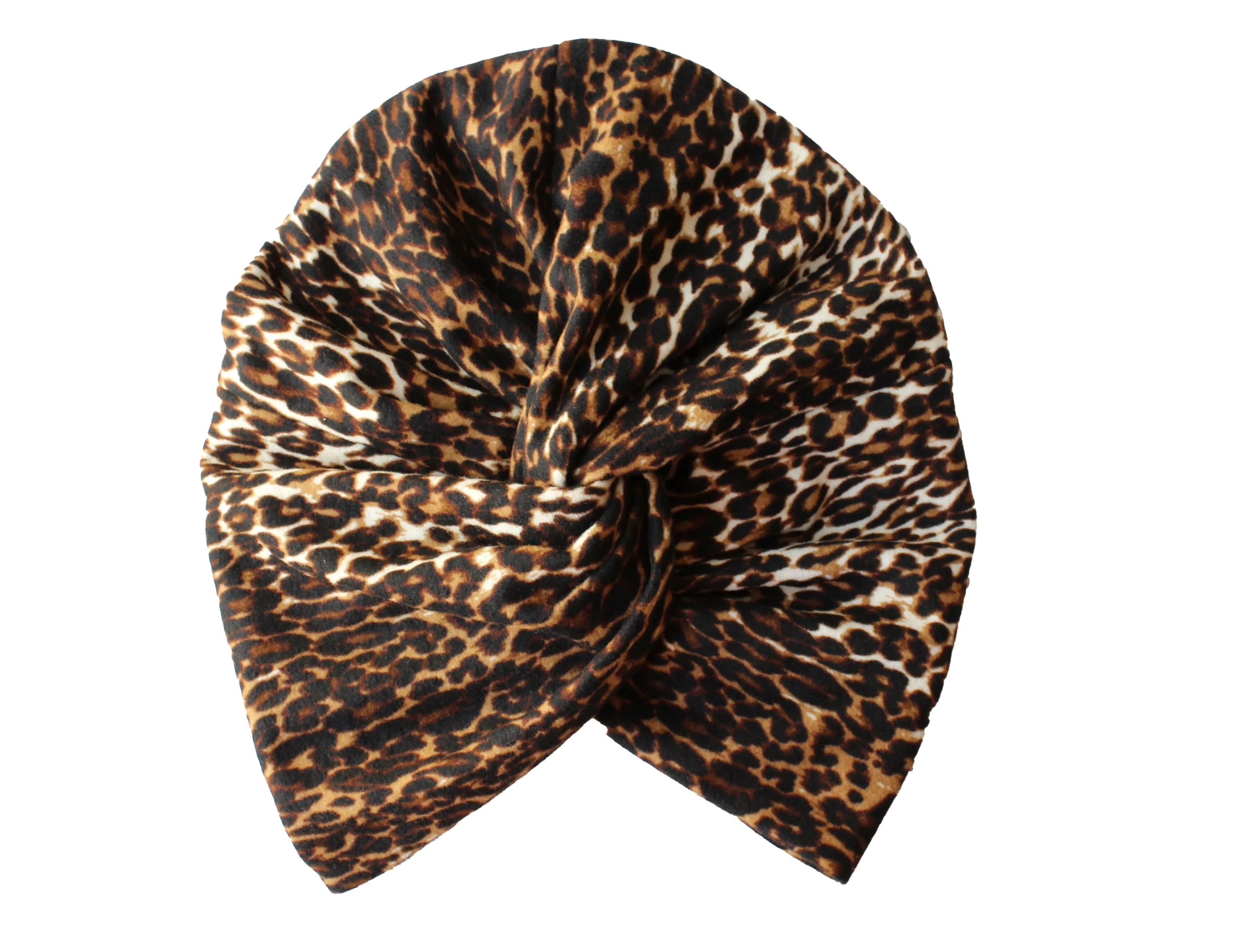 Animal Print Twisted Front Turban (Brown-Beige)