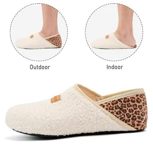 ANLUKE Slipper for Women Men Slipper Socks Fuzzy House Shoes Rubber Sole Slip On Soft-Lightweight Non Slip Indoor/Outdoor Beige