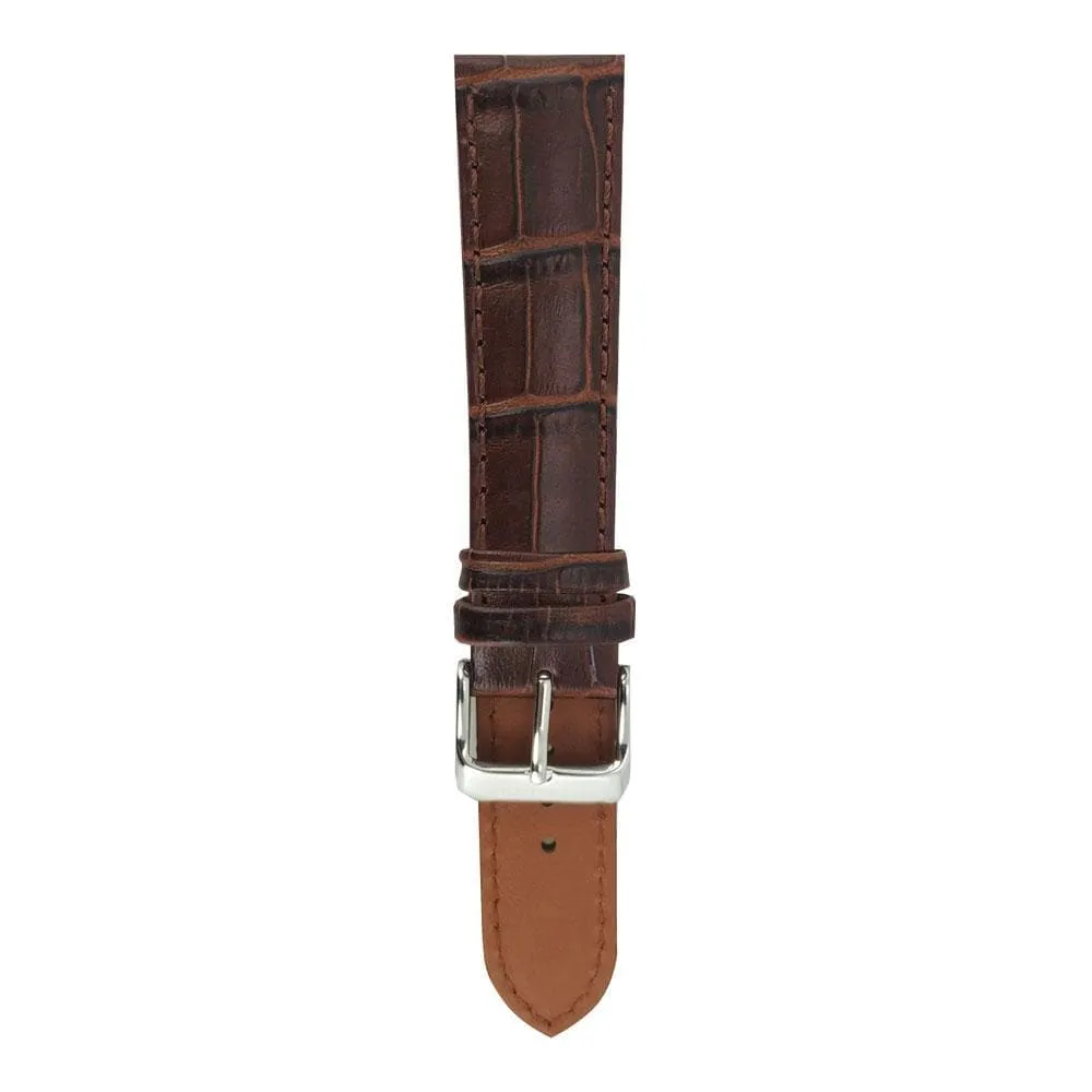 ARIES GOLD TAN BROWN CROCO AG-L0002-20 LEATHER STRAP