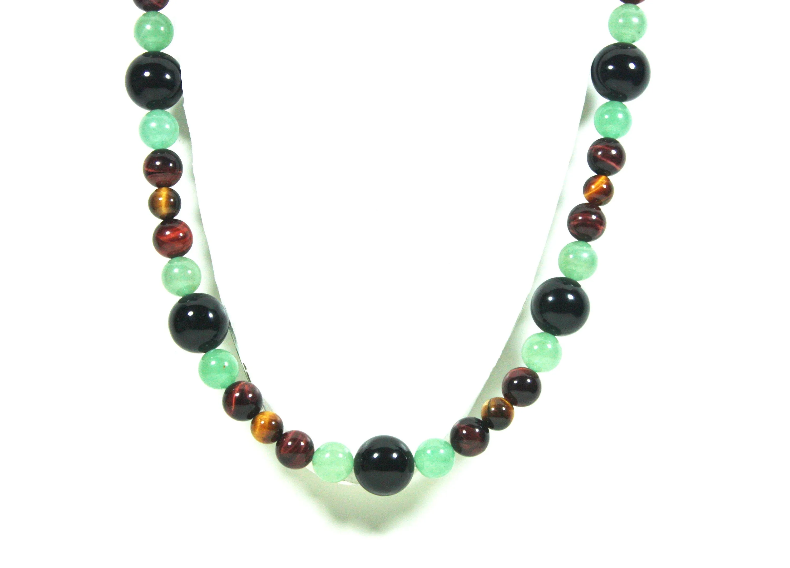 Auras by Osiris - African Necklace for Men - Onyx Tiger Eye Aventurine - Magnetic Clasp - Handcrafted by Master Shaman