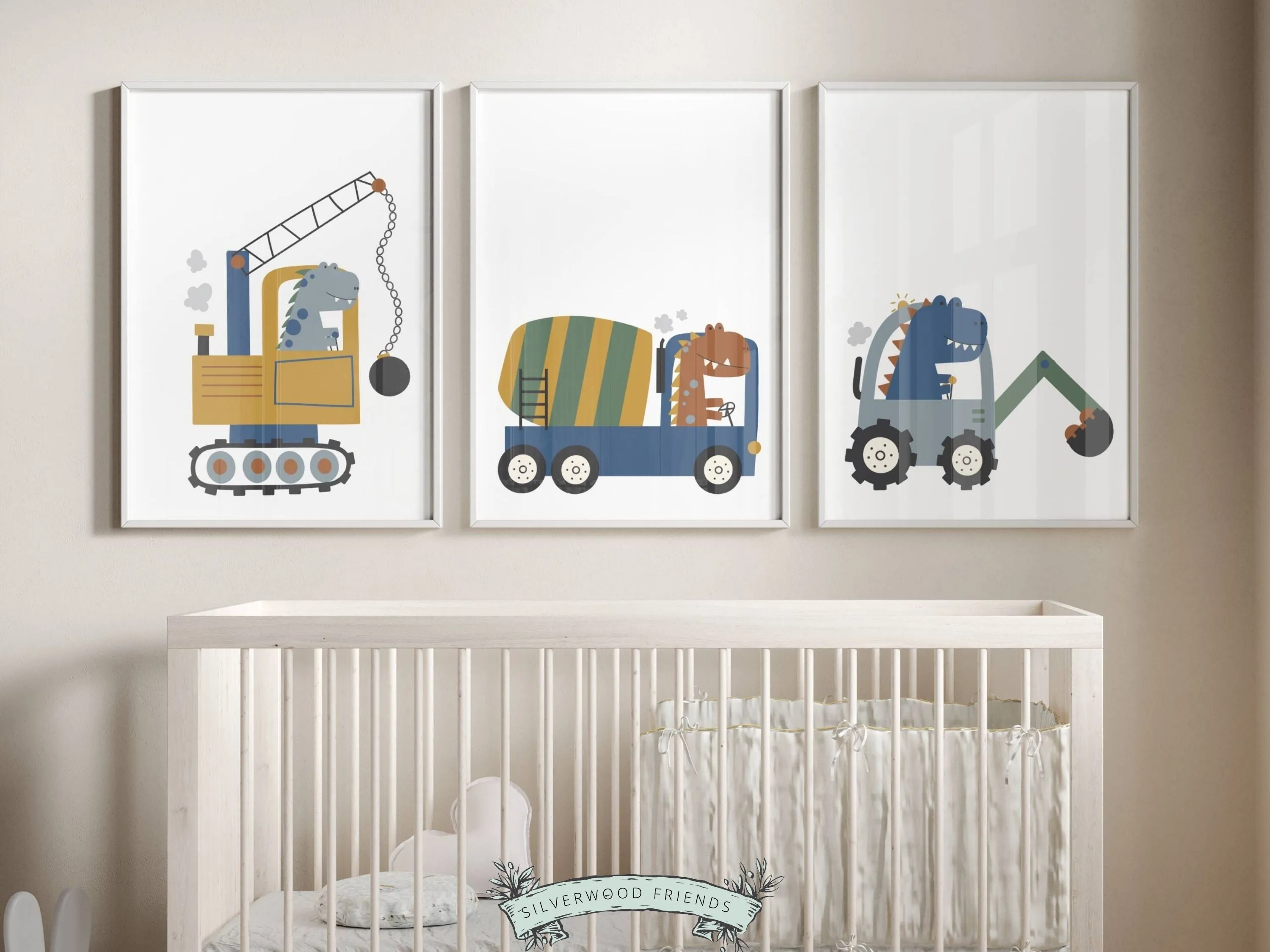 Baby Boys Dinosaur Theme Nursery Print Set of 3