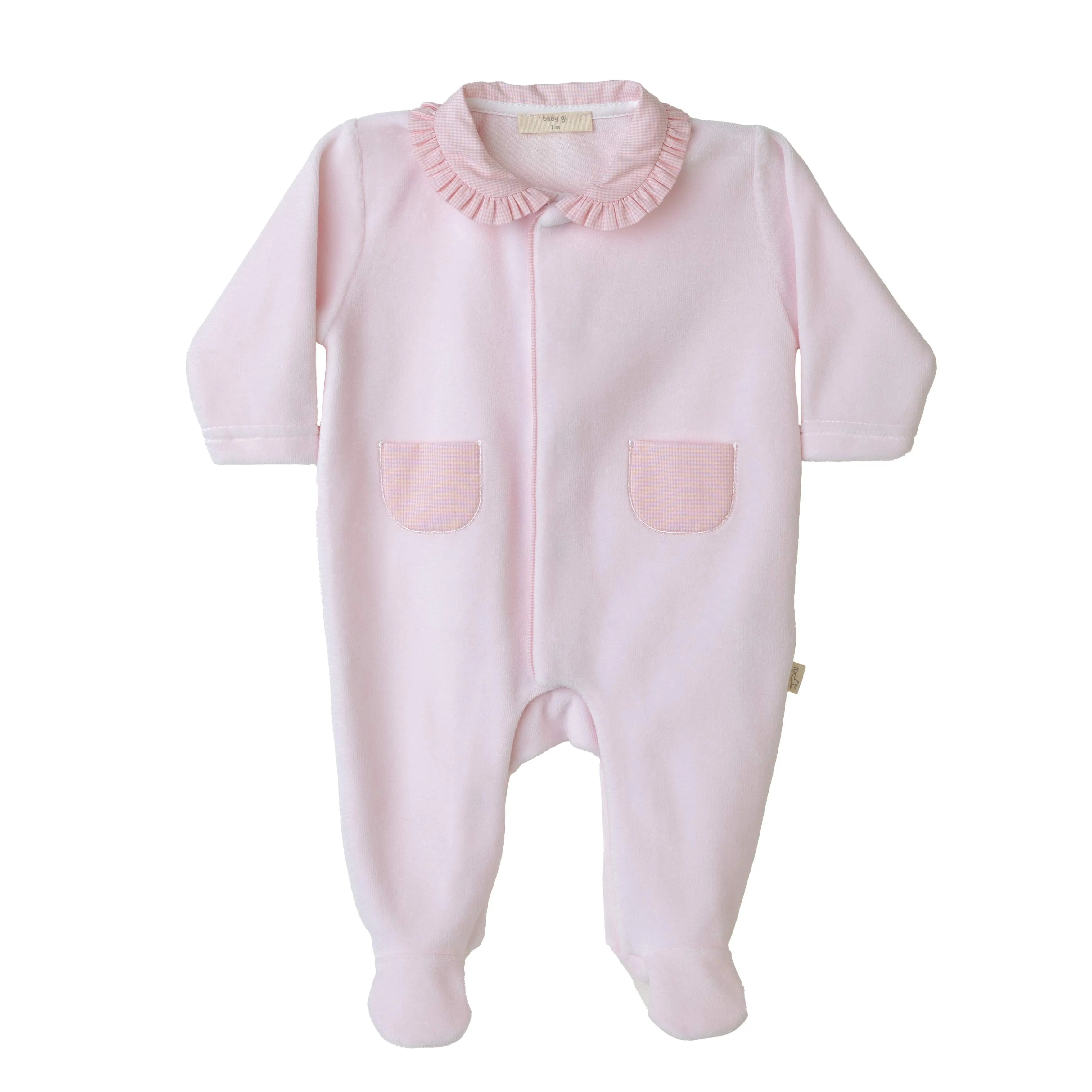 Babygrow - Twin Girl Vichy Velour Frill