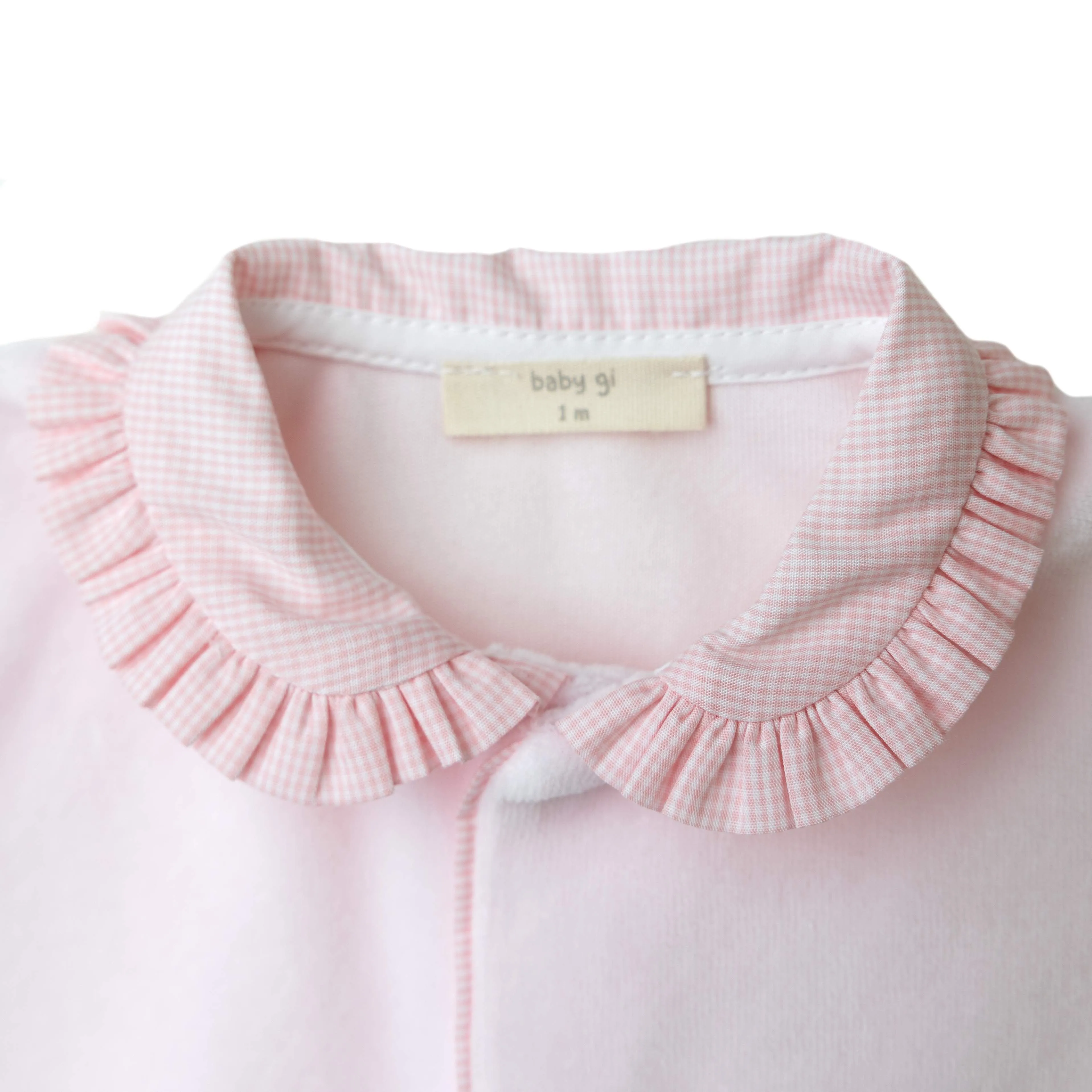 Babygrow - Twin Girl Vichy Velour Frill