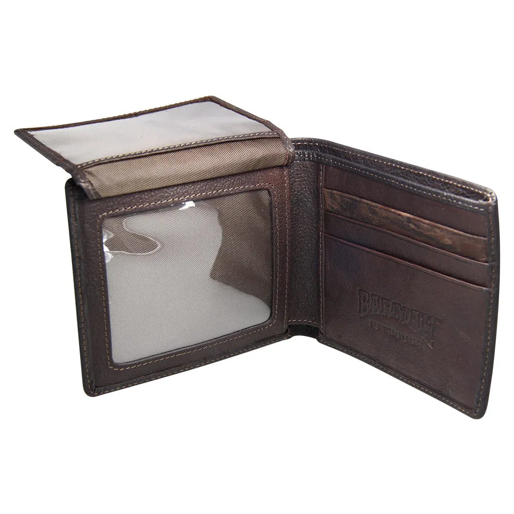 Barmah Kangaroo Leather 1 Fold Wallet - Brown