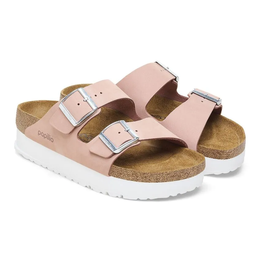 BIRKENSTOCK Women's Arizona Flex Platform Nubuck Leather (Soft Pink)