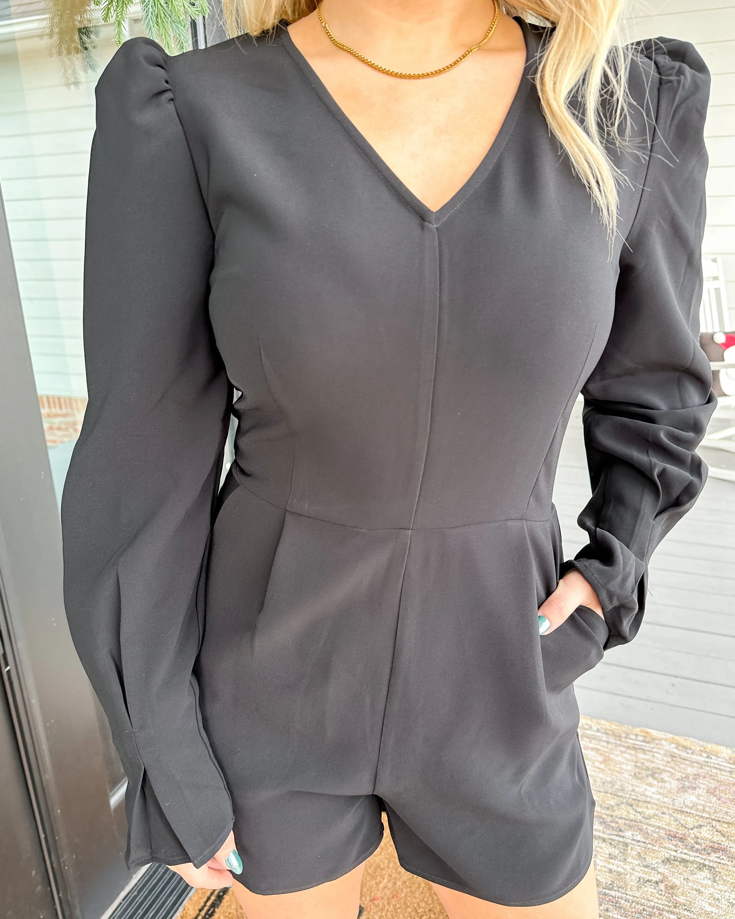 Black Long Sleeve Romper