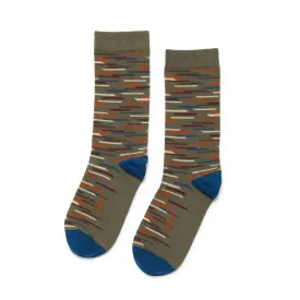 Broken Stripe - Organic Cotton Crew Socks - Spruce