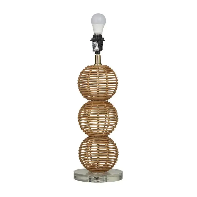 Brown Wood Bohemian Accent Lamp