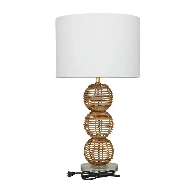 Brown Wood Bohemian Accent Lamp