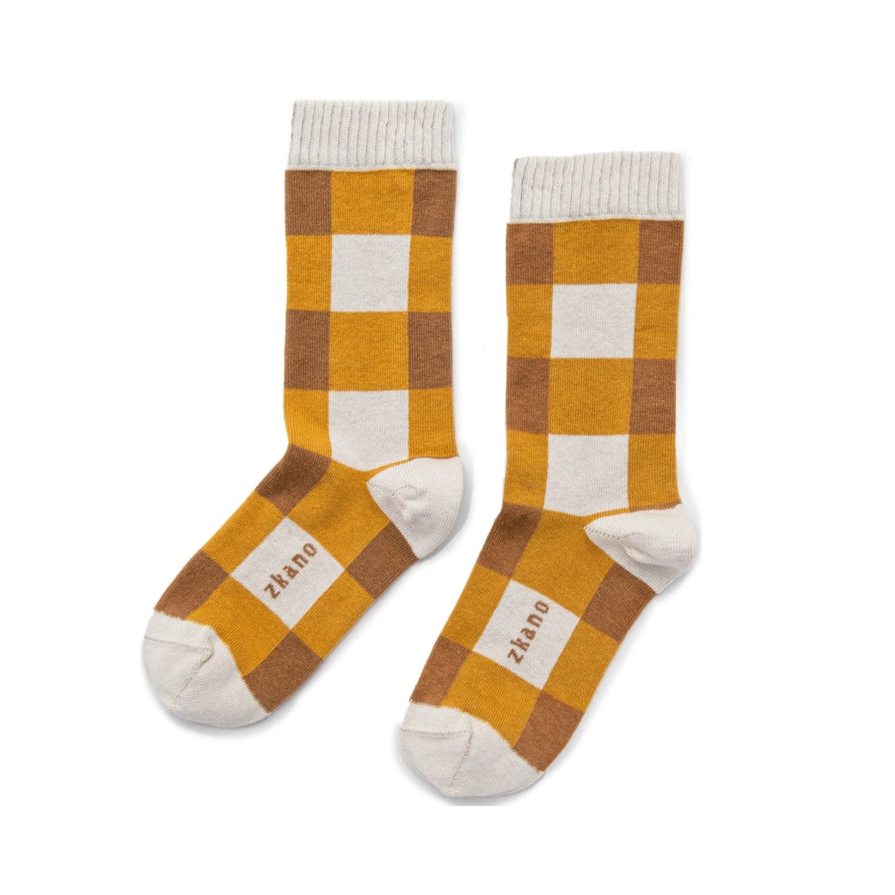 Buffalo Check - Organic Cotton Crew Socks - Goldenrod