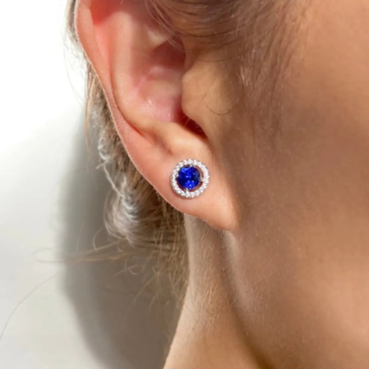 CARAT* London Sterling Silver Gwen Sapphire Blue Earrings