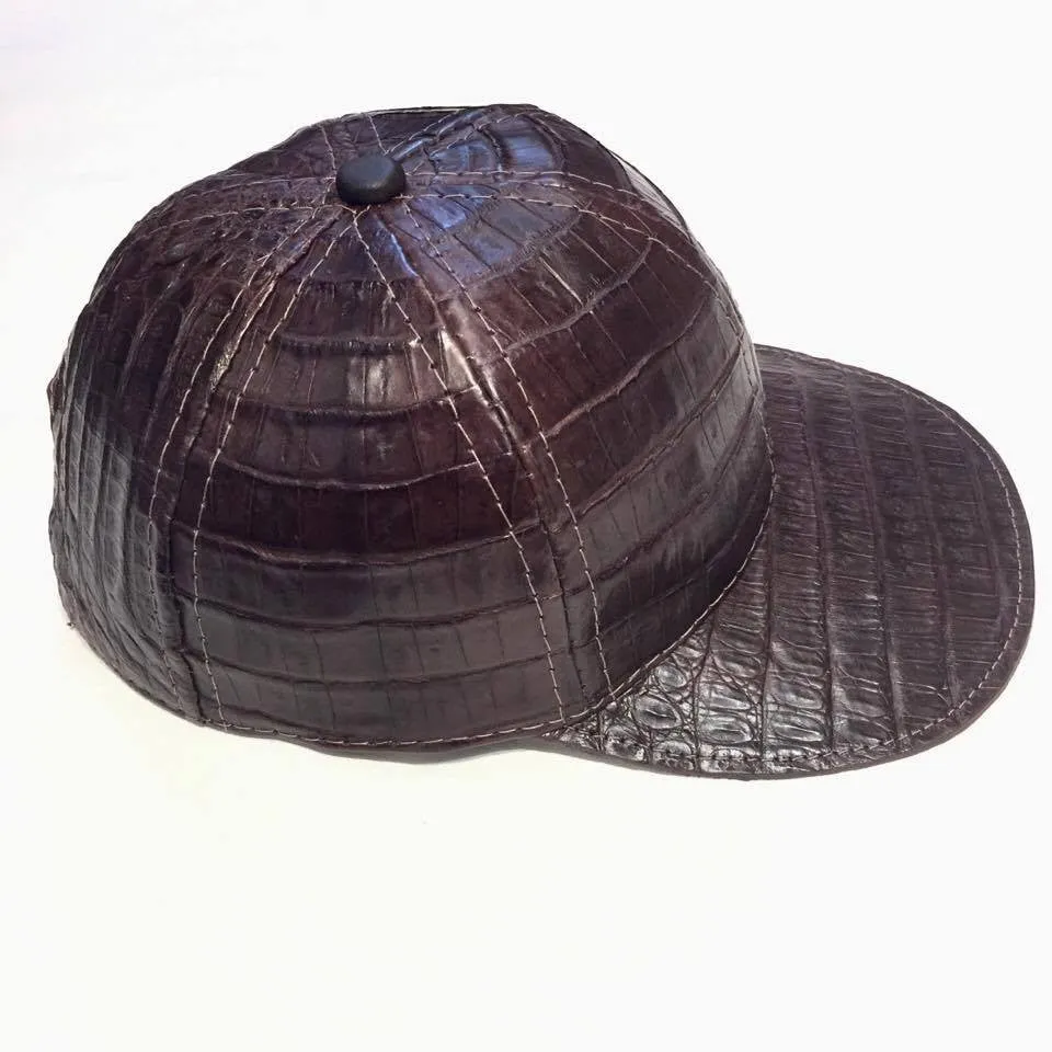 Chocolate Brown All Over Alligator body Strap-back Hat