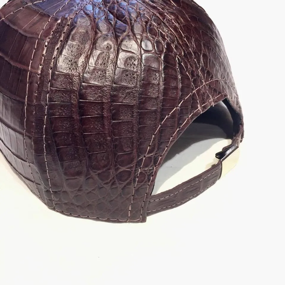 Chocolate Brown All Over Alligator body Strap-back Hat