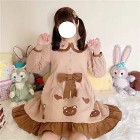 Cute bear print dress PL51175