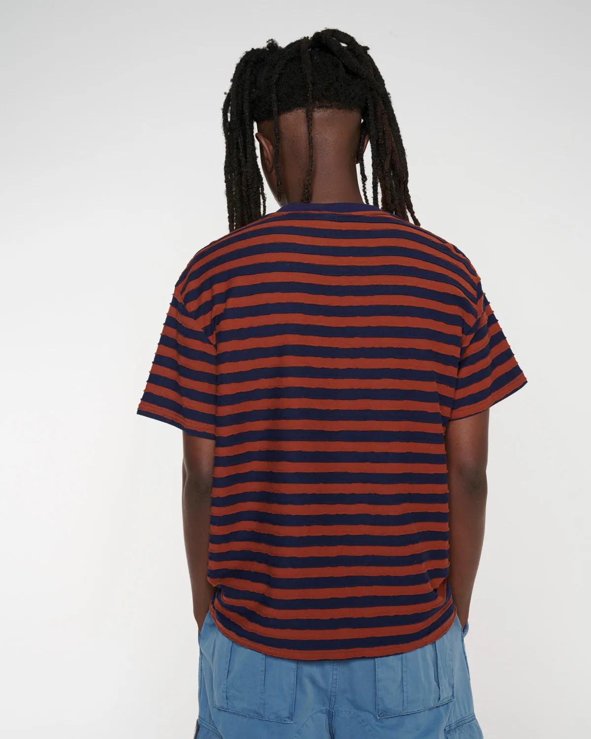 Denny Blaine Striped T-Shirt - Navy/Light Brown