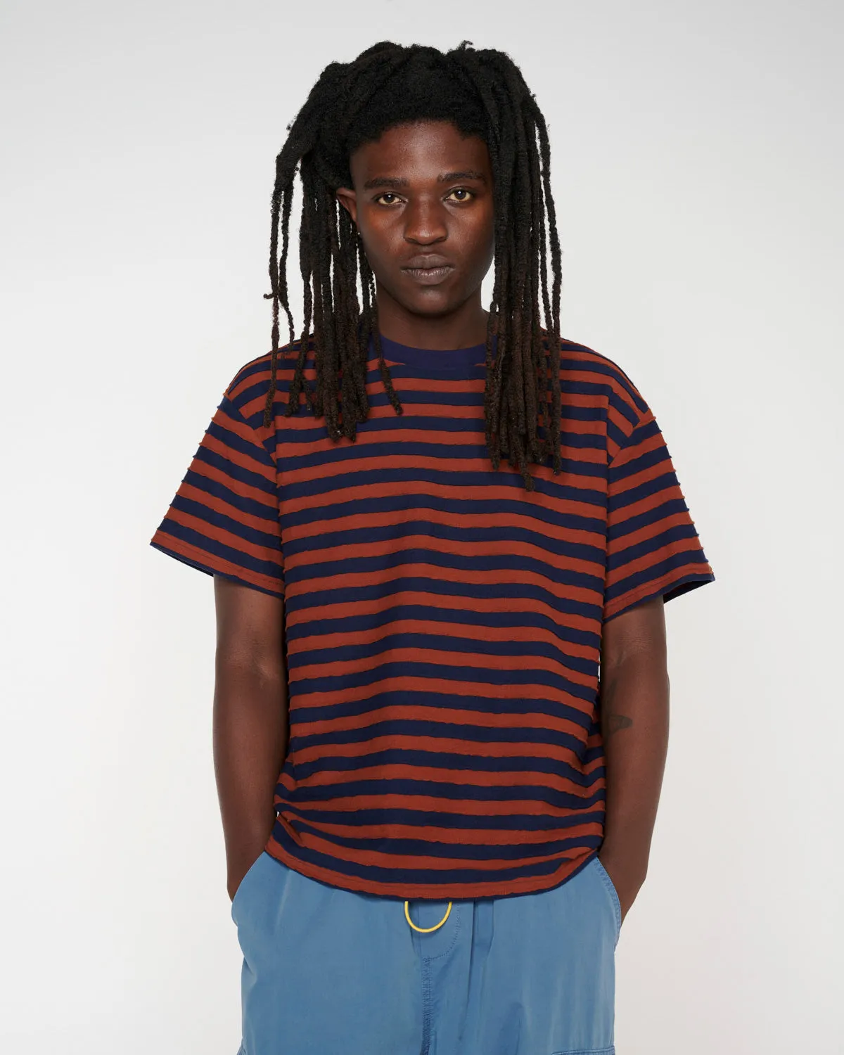 Denny Blaine Striped T-Shirt - Navy/Light Brown