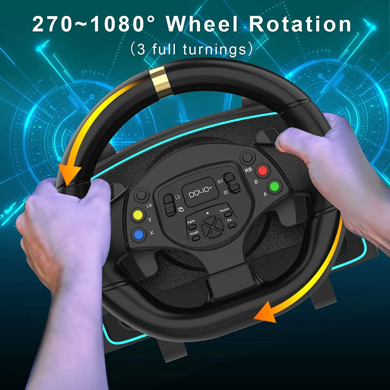 DOYO 1080 Degree Steering Wheel with Pedal Multi-Platforms Racing Wheel