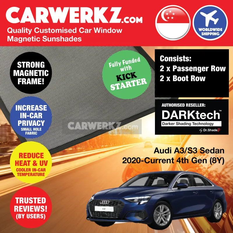 Dr Shadez DARKtech Audi A3 S3 Sedan 2020-Current 4th Generation (8Y) Germany Sedan Customised Magnetic Sunshades