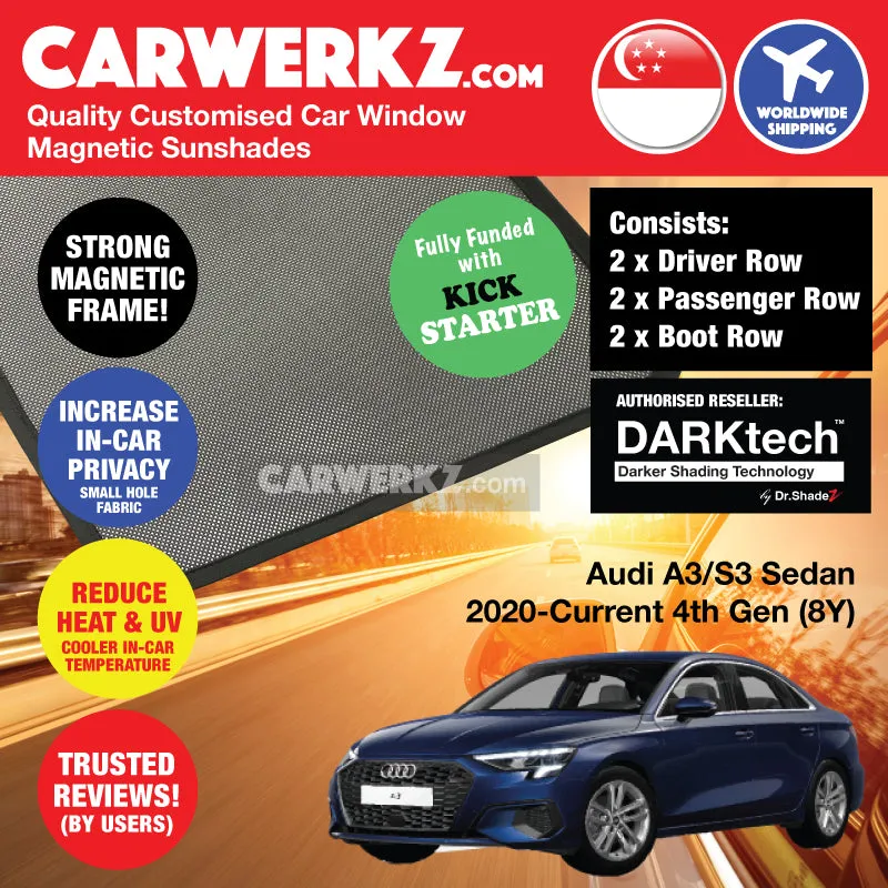 Dr Shadez DARKtech Audi A3 S3 Sedan 2020-Current 4th Generation (8Y) Germany Sedan Customised Magnetic Sunshades