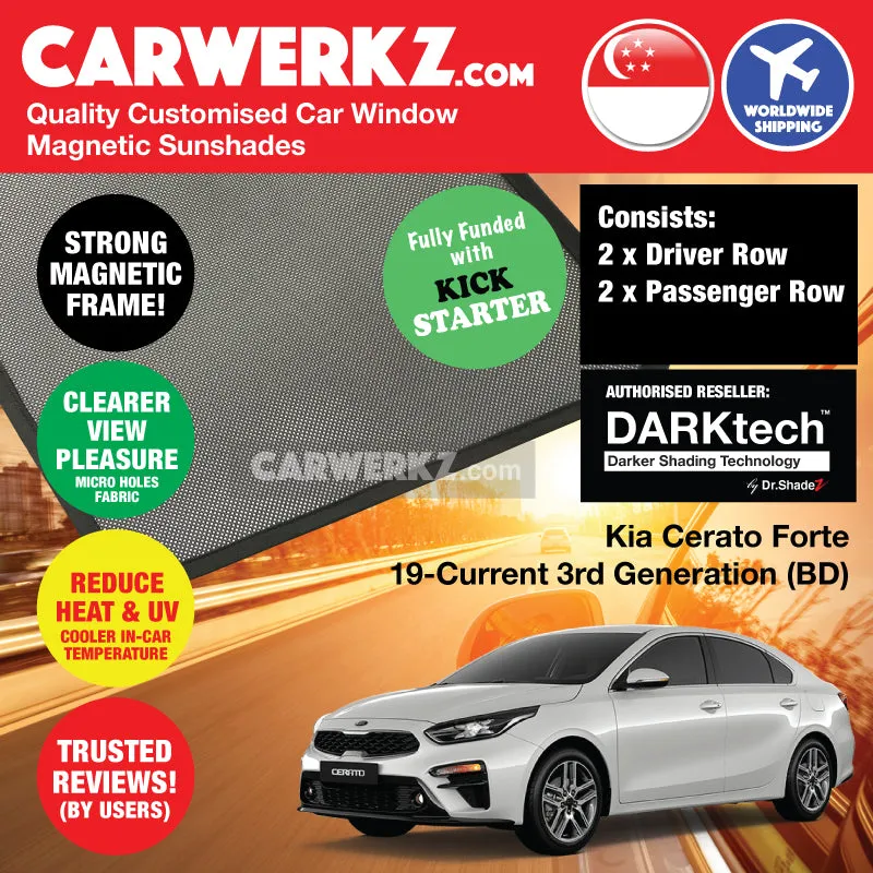 Dr Shadez DARKtech Kia Cerato Forte 2019-Current 3rd Generation (BD) Korea Sedan Customised Window Magnetic Sunshades