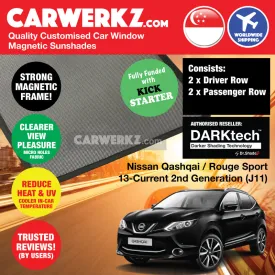 Dr Shadez DARKtech Nissan Qashqai Rouge Sport 2013-Current 2nd Generation (J11) Japan SUV Customised Window Magnetic Sunshades