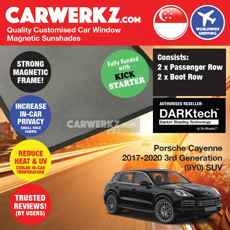 Dr Shadez DARKtech Porsche Cayenne 2017-Current 3rd Generation (9YA/9YB) Germany SUV Customised Window Magnetic Sunshades