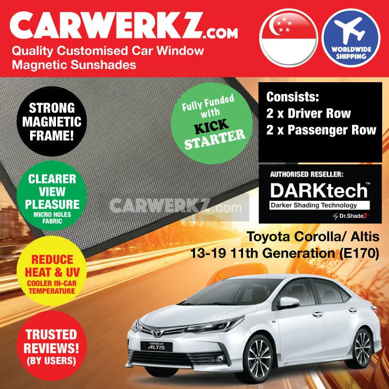 Dr Shadez DARKtech Toyota Corolla Altis 2013-2018 11th Generation (E170) Japan Sedan Customised Window Magnetic Sunshades