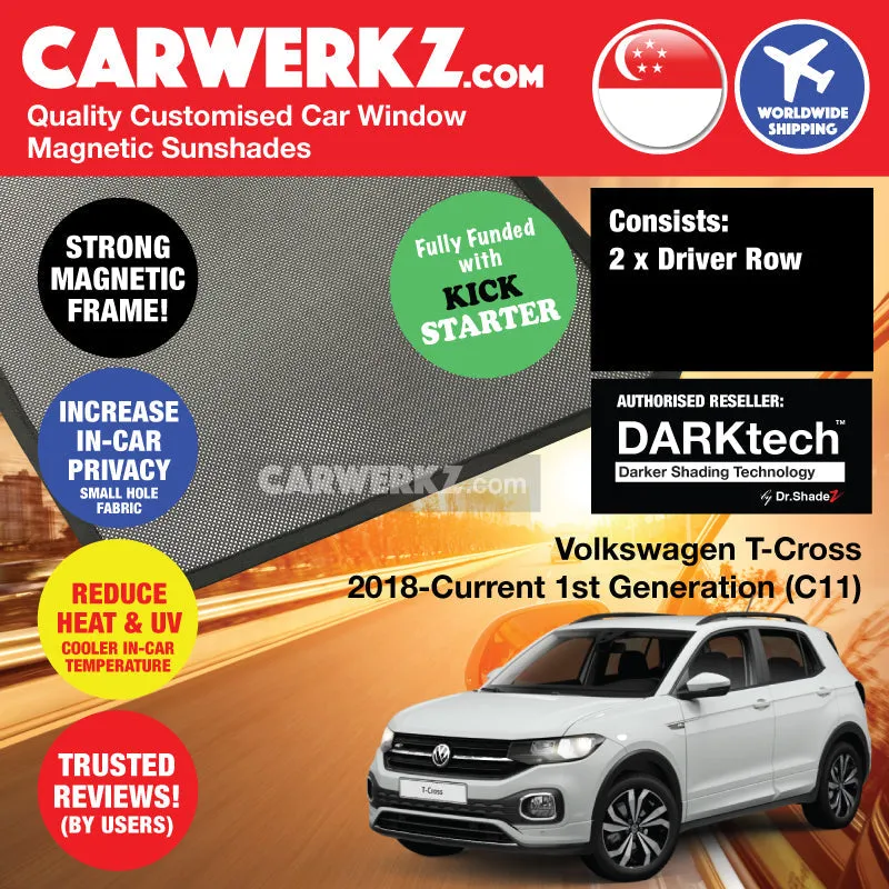 Dr Shadez DARKtech Volkswagen T-Cross 2018-Current 1st Generation (C11) Germany SUV Customised Car Window Magnetic Sunshades