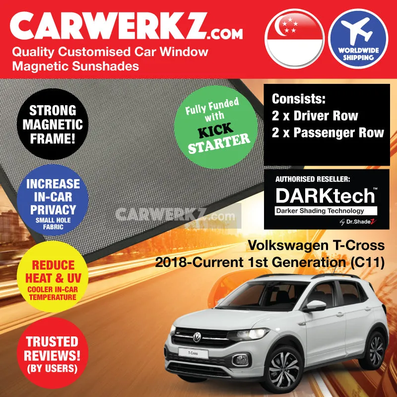 Dr Shadez DARKtech Volkswagen T-Cross 2018-Current 1st Generation (C11) Germany SUV Customised Car Window Magnetic Sunshades