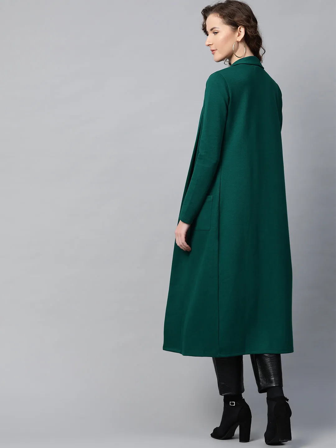 Emerald Rib Front Open Longline Shrug